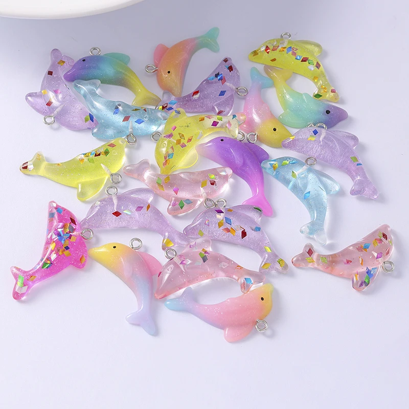 

Duarte 20Pcs/Lot Cartoon Animal Charms Resin Dolphin Charms Pendants for Jewelry Making Earrings Necklaces Bracelets DIY Gifts