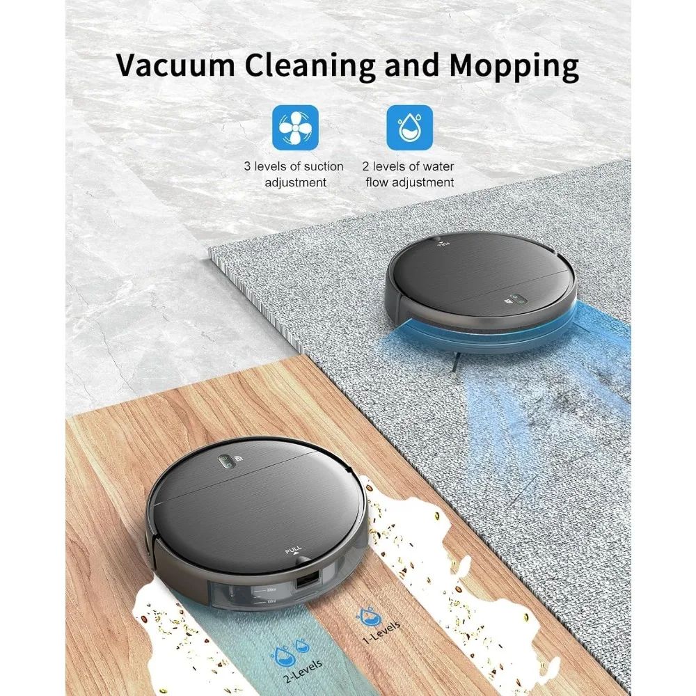 Robot Vacuum and Mop Combo, 2 in 1 Mopping Robot Vacuum Cleaner with Schedule, Wi-Fi/App, 1400Pa Max Suction