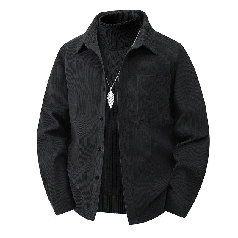 Plus Size 180kg Men's Corduroy Shirt Spring Autumn Long Sleeve Oversized Casual Tops Male Big Size Loose Outerwear Fashion Stree