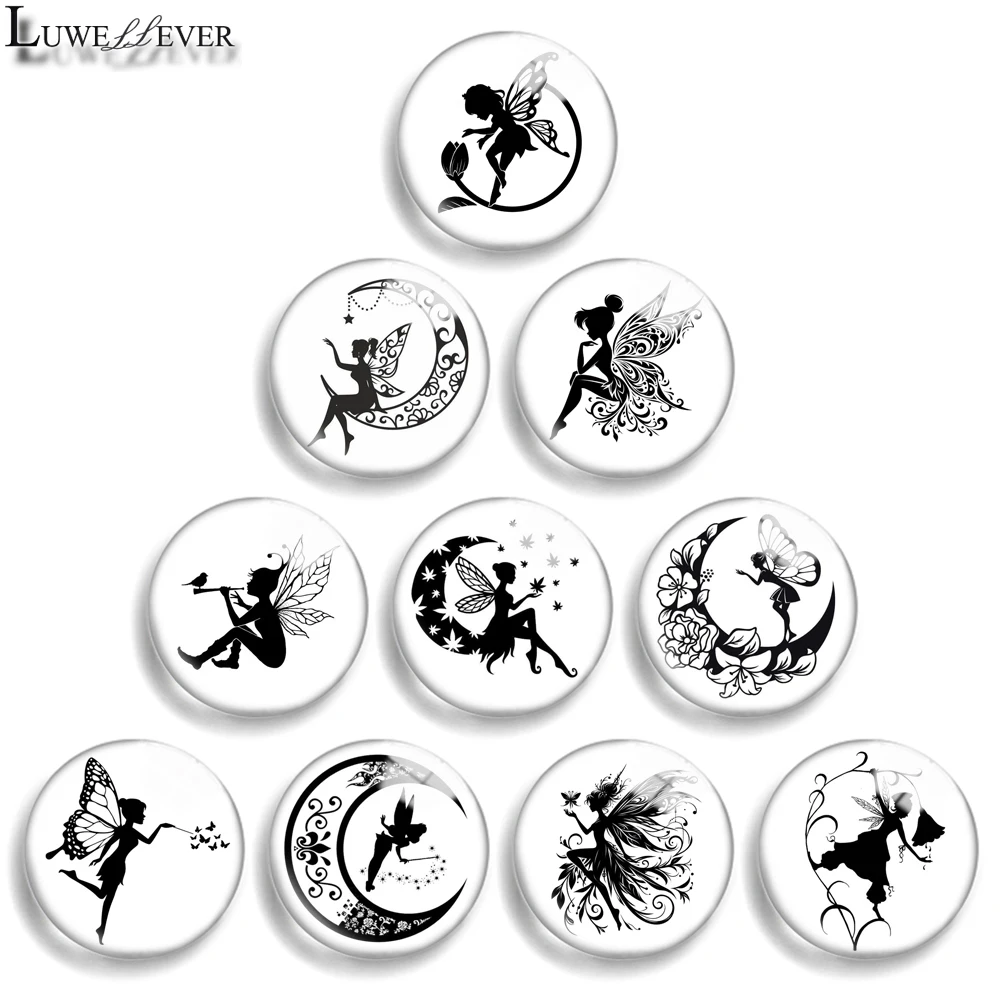 12mm 10mm 20mm 25mm 30mm 40mm 912 Fairy Mix Round Glass Cabochon Flat Jewelry Finding 18mm Snap Button Charm Bracelet