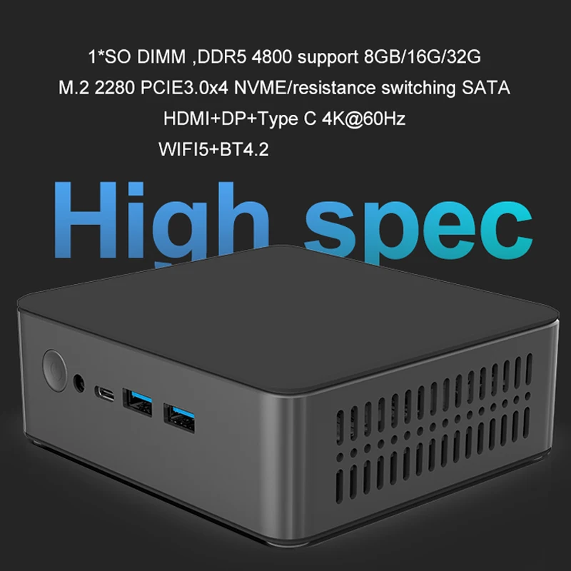 MicroData Mini PC N5A 8-Core 12-thread Intel i5 12450H Windows 11 Pro DDR5 4800 هرتز، 16 جيجا 518 جيجابايت/1 تيرابايت، 1*M.2 (NVME SSD، 2280) WIFI5+BT4.2 #4