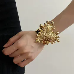 Vintage Irregular Metal Texture Large Heart Shaped Open Bracelets Banglefor Women Exquisite Trendy Party Jewelry Accessories