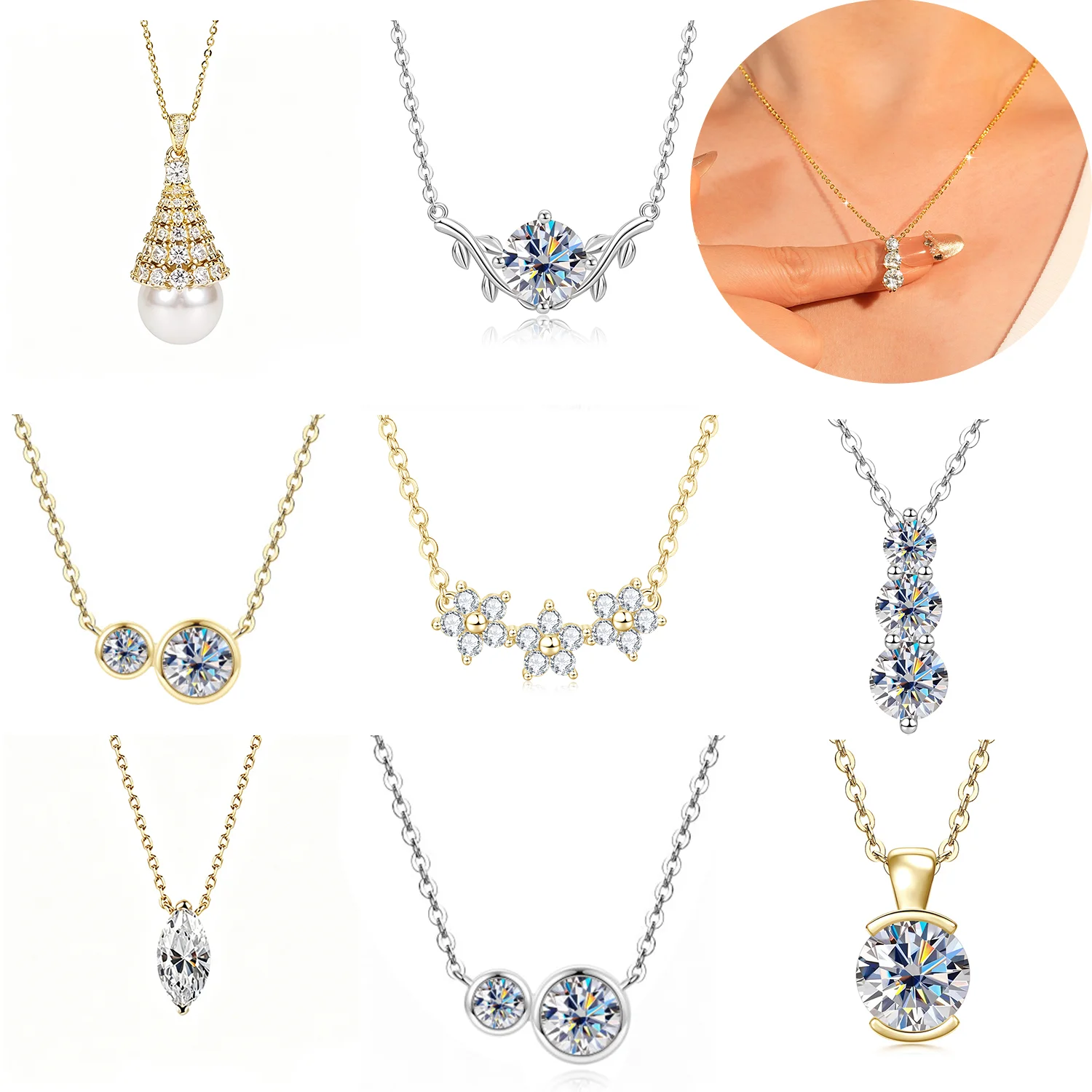 Celestinova 14K Gold Filled Women Necklace D Color VVS1 GRA Certified Gourd Flower Moissanite Luxury Pendant Necklace Jewelry