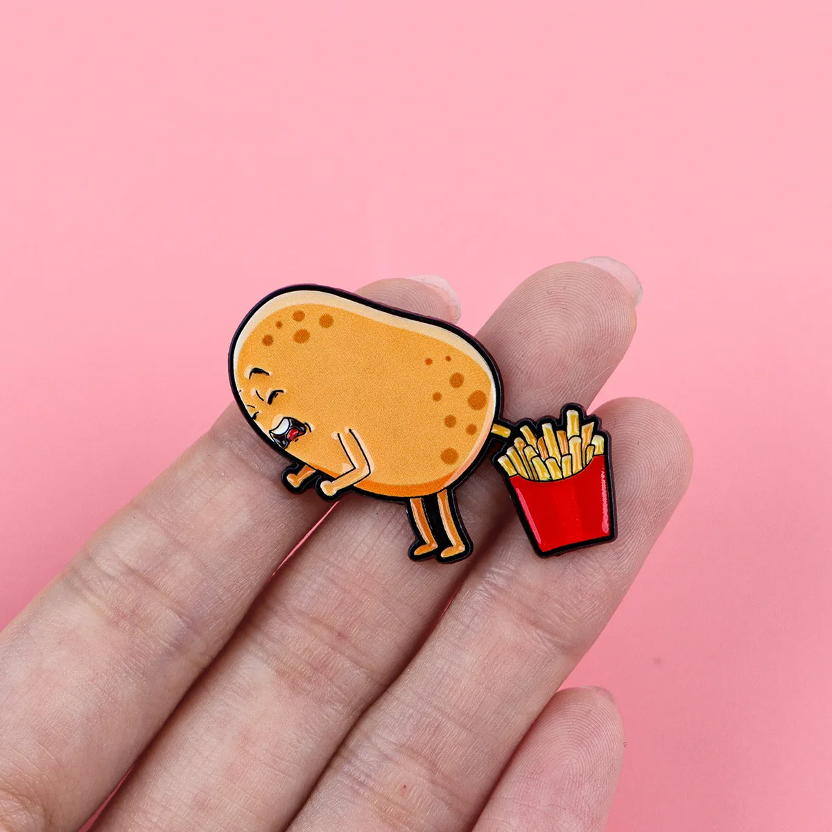 Funny Cartoon Potato Character Enamel Pin Cute French Fry Lapel Brooch Badge Alloy Backpack Clothing Decor Jewelry Gift