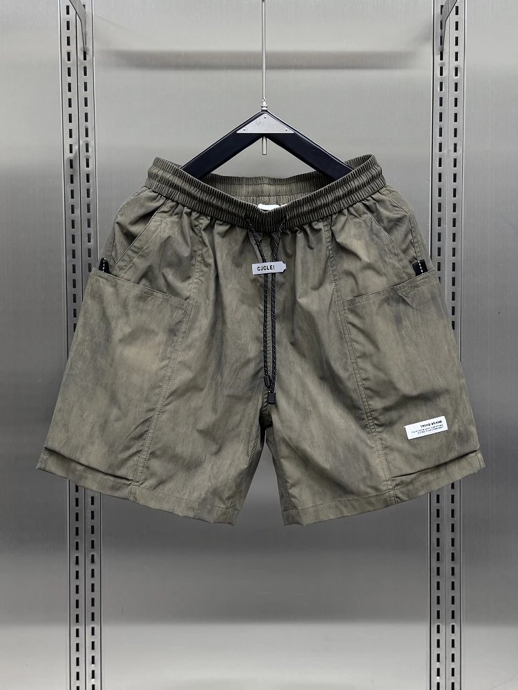 

Модные усовершенствованные шорты с эффектом тай-дай, прямого кроя, для работы, мужские, легкие, быстросохнущие, летние, пляжные, свободного кроя, молодежные, повседневные