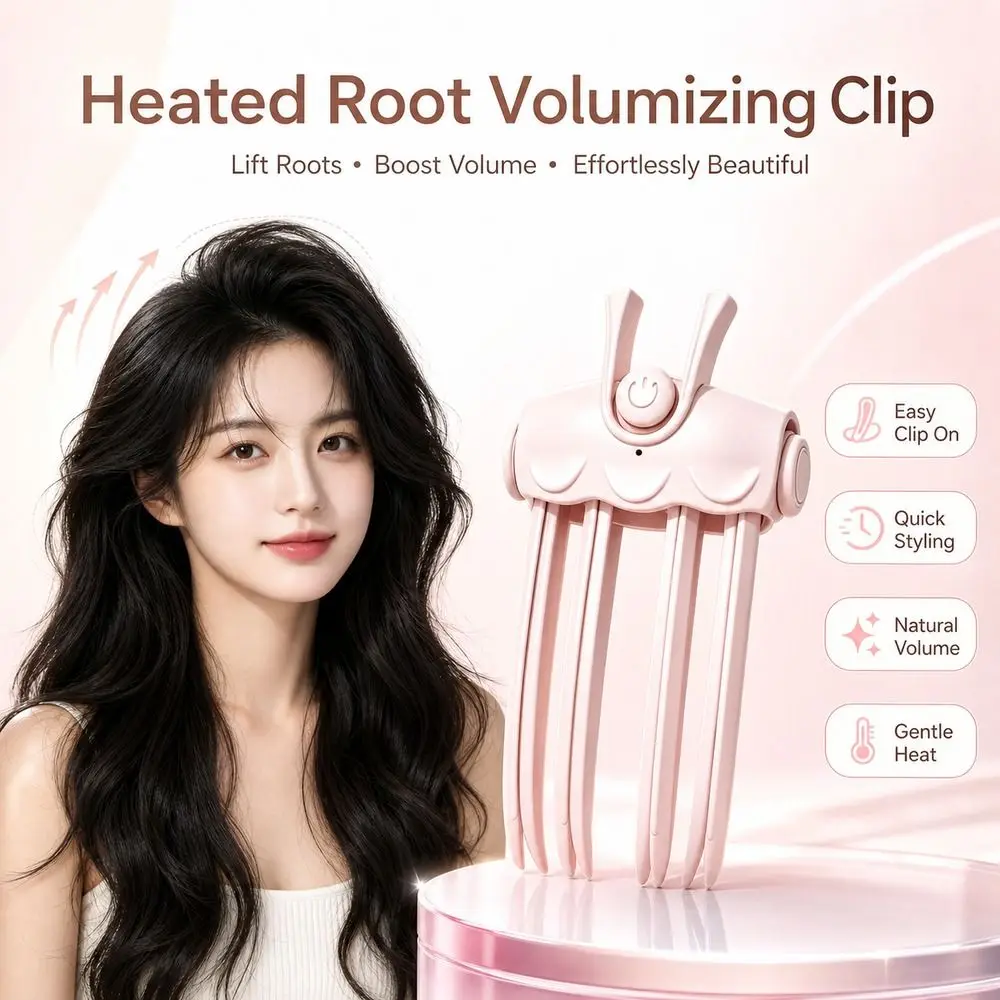 Rechargeable Heated Hairpin High Crown Wireless Electric Hair Clips Seamless Design Lazy-Style Clip Volumizing Bangs Clip