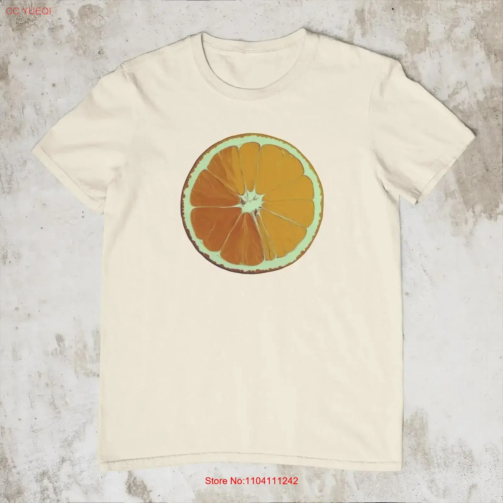 

Men Cute Orange T Shirt Funny Design Retro Slice For Boys Vintage Fruit Food Lovers vintage Washed Unisex streetwear Soft