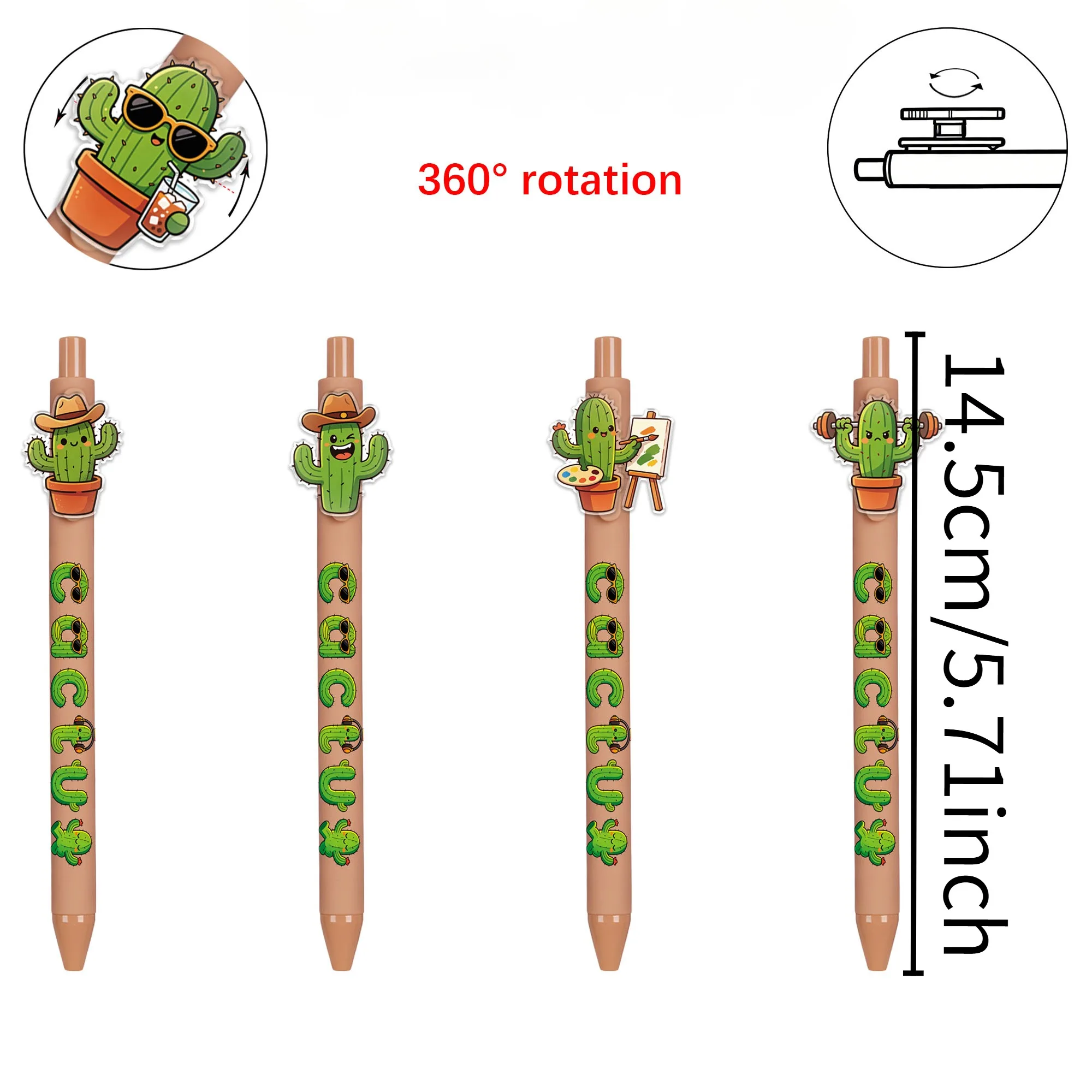 6 pieces of motivational ballpoint pens. Rotating cactus-shaped signature pens. Random pattern gift pens.