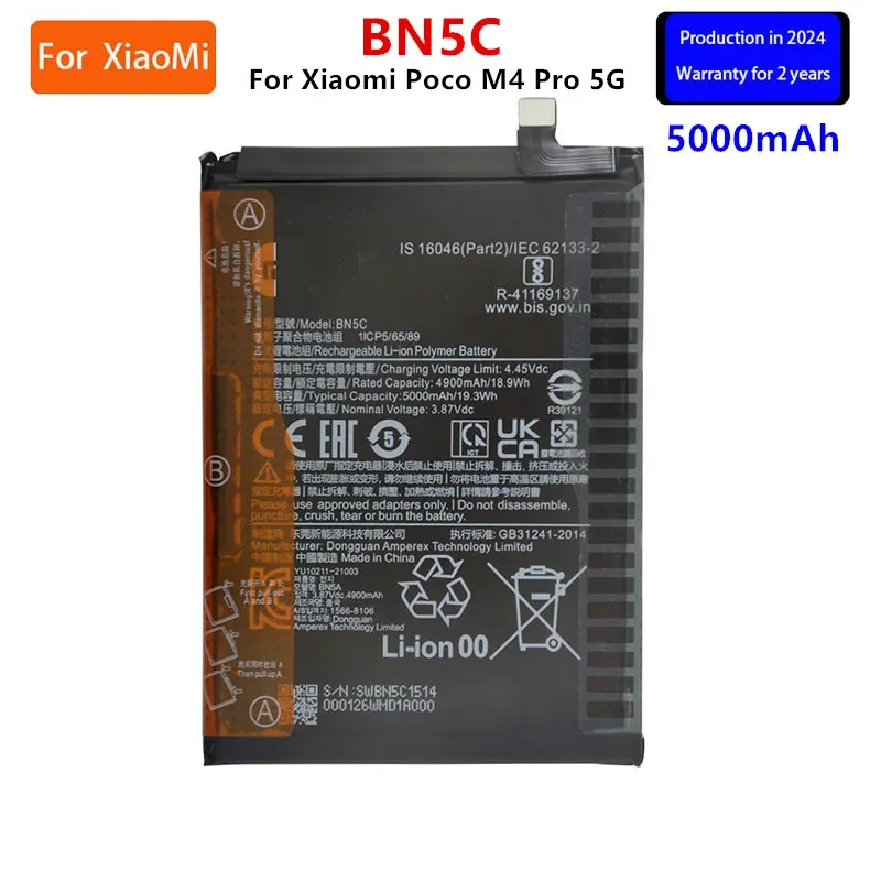 Brand New  BN5C 5000mAh Battery For Xiaomi Poco M4 Pro 5G M4pro  Phone Replacement Batteries+Tools