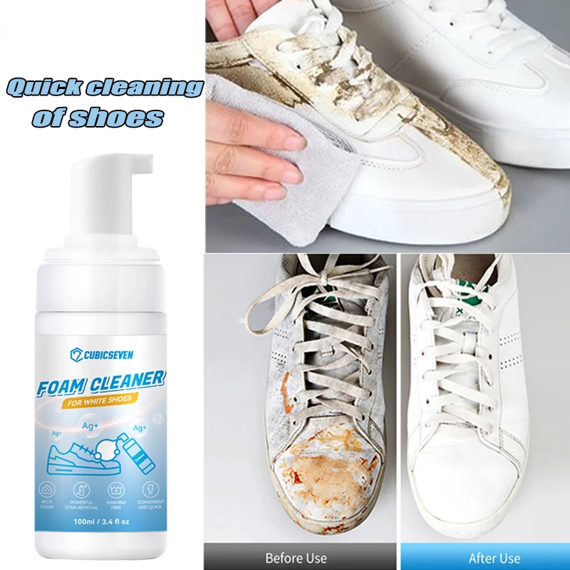 

CubicSeven White Shoe Mousse Cleaner Portable White Decontamination Whitening Sneakers Casual Shoes Foam Cleaner