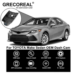 For Toyota Camry Avalon Corolla Crown Alphard Vellfire Sienna Dashcam Car Dash Camera 4K Wifi Front and Rear OEM Auto Car DVR