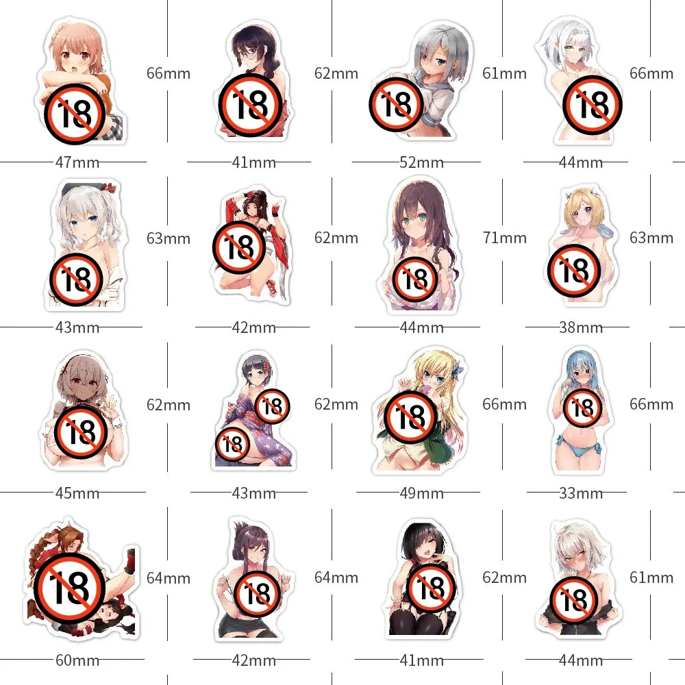 50pcs Exclusive Anime Sexy Waifu Adult Collection Waterproof Stickers (18+)