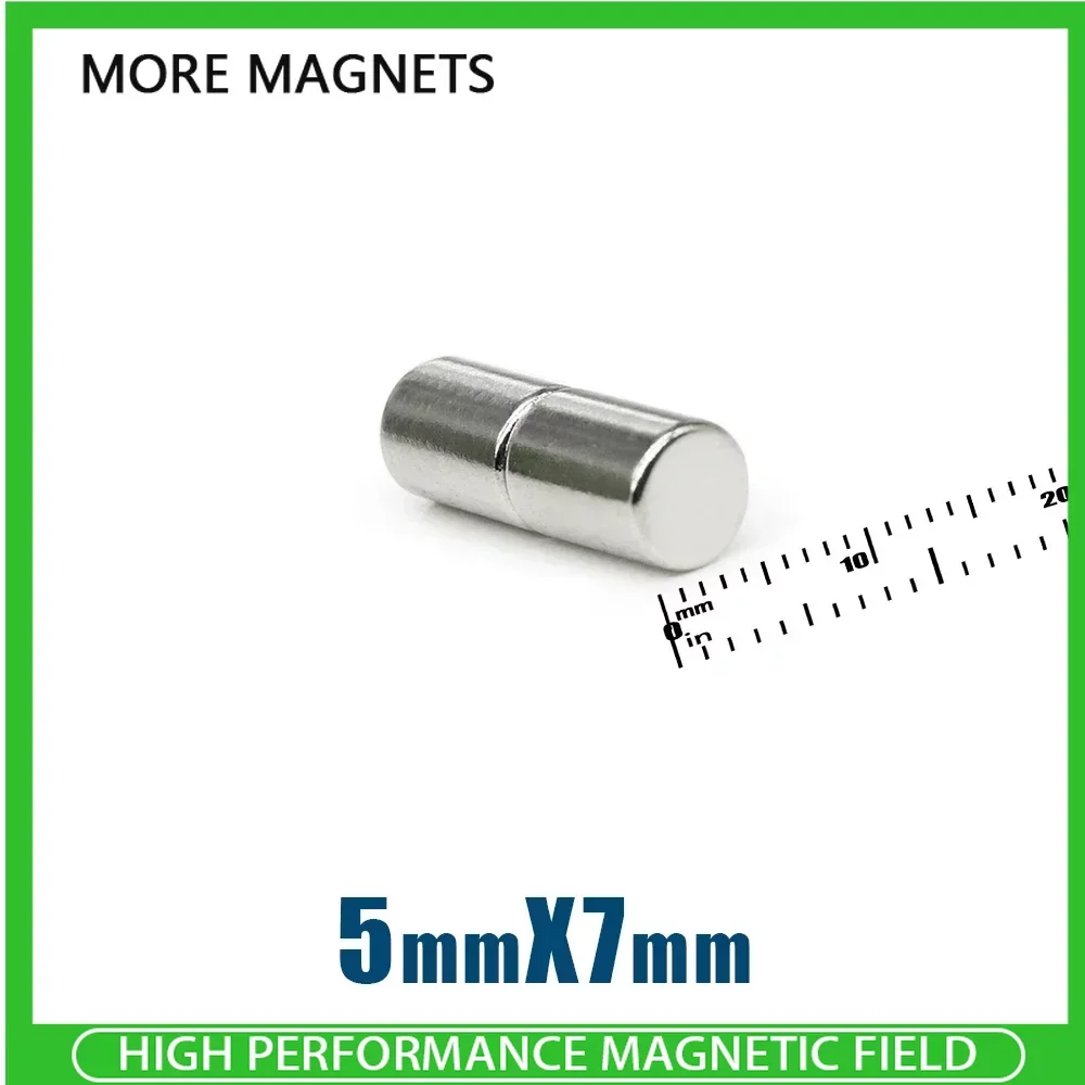 

20/50/100/200PCS 5x7mm Mini Disc Super Strong Search Magnet Small Round Neodymium Magnets N35 Fridge Magnetic Sheet 5*7mm