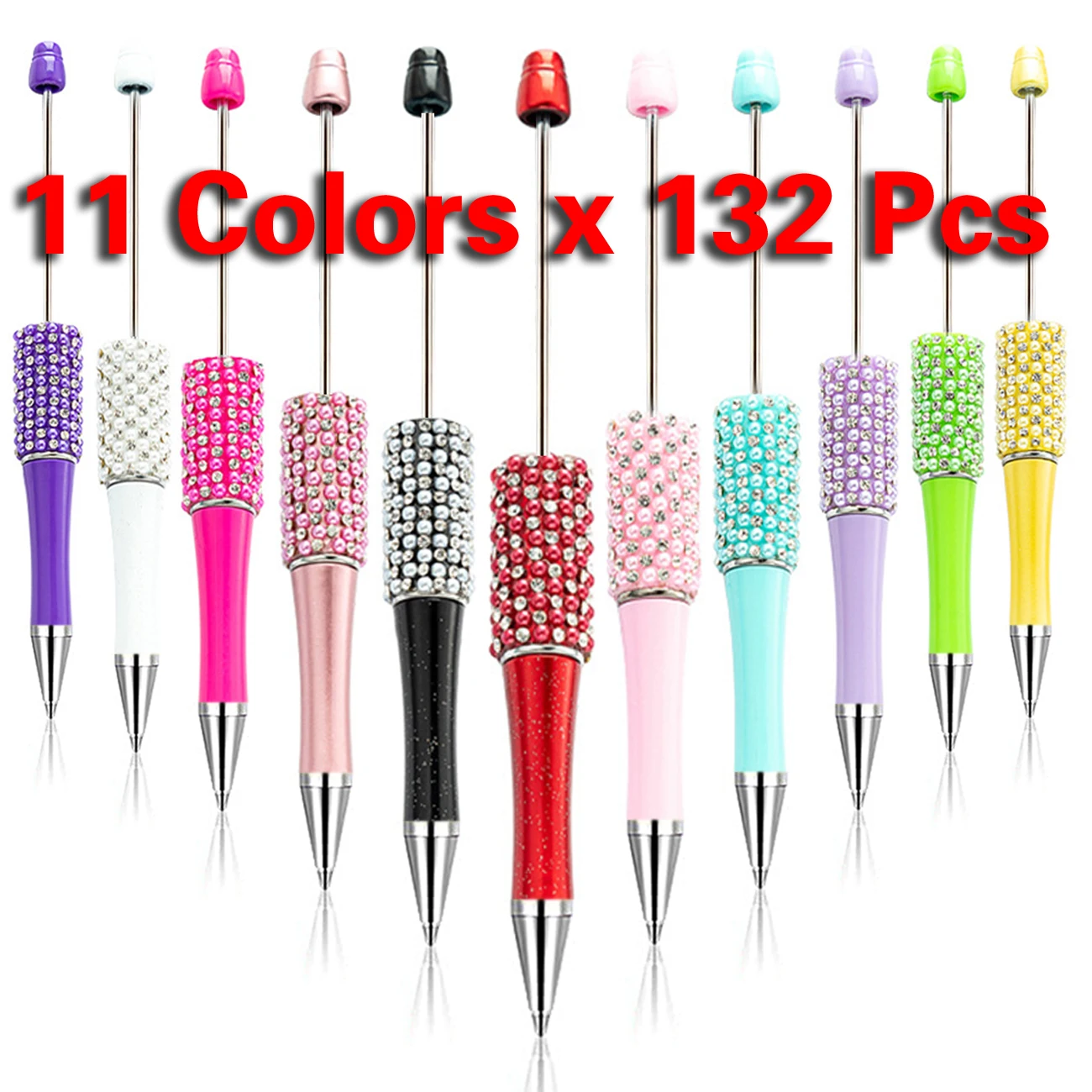 

132Pcs Bead Pens Wholesale Creative Plastic Beaded Pen Ballpoint Pen Printable Beadable Pen DIY Gift for Student Office Supplies