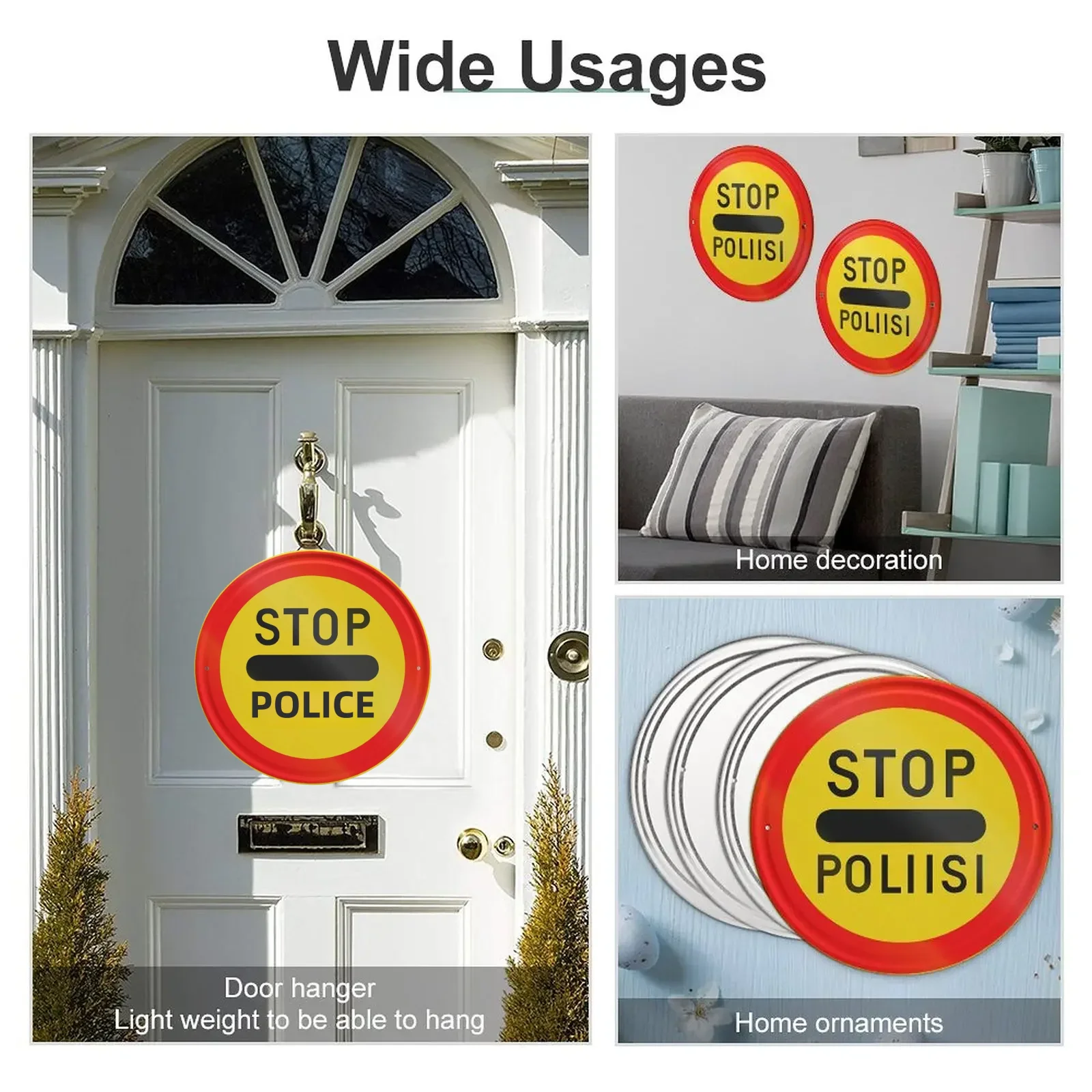 STOP Traffic Round Sign,Circular Metal Wall Decor for Road, Bar, Coffee,Garage Wall,Diner, Pub, Fun Kitchen Metal Tin Signs