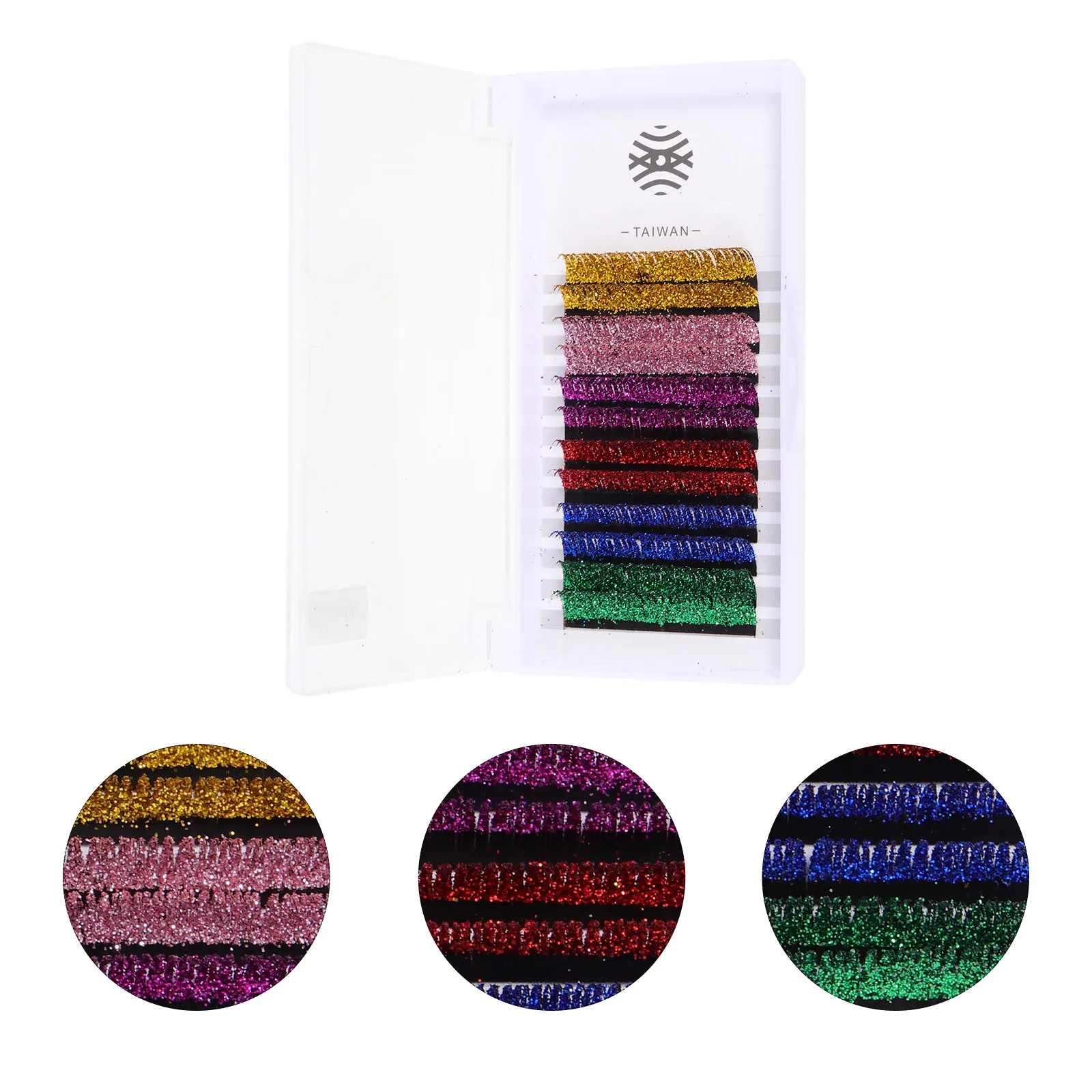 

6Pairs Glitter False Eyelashes Colored Lash Extensions Smooth Comfortable Easy Remove for Themed Birthday Christmas Performance