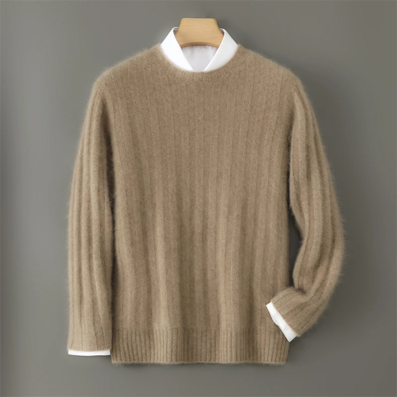 Autumn Winter 100% Pure Wool Men's Sweater Long Sleeve Round Neck Fashionable Minimalist Style First Line Ready to Wear Clothing
