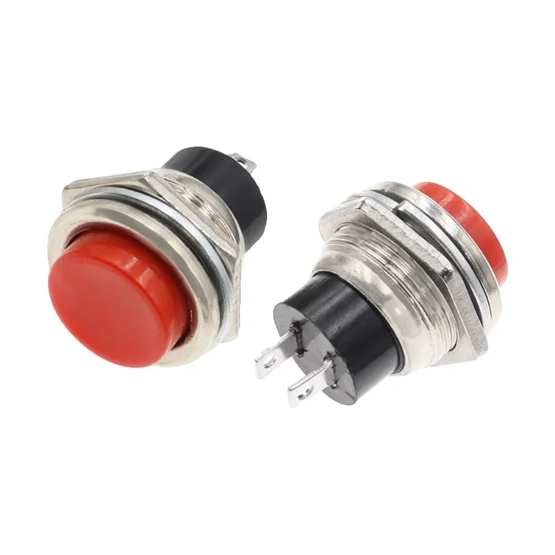 5/20PCS DS-212 16MM Power Switch Round Red Switch Small Self-Reset Momentary Push Button Start Compound Button Power Switch