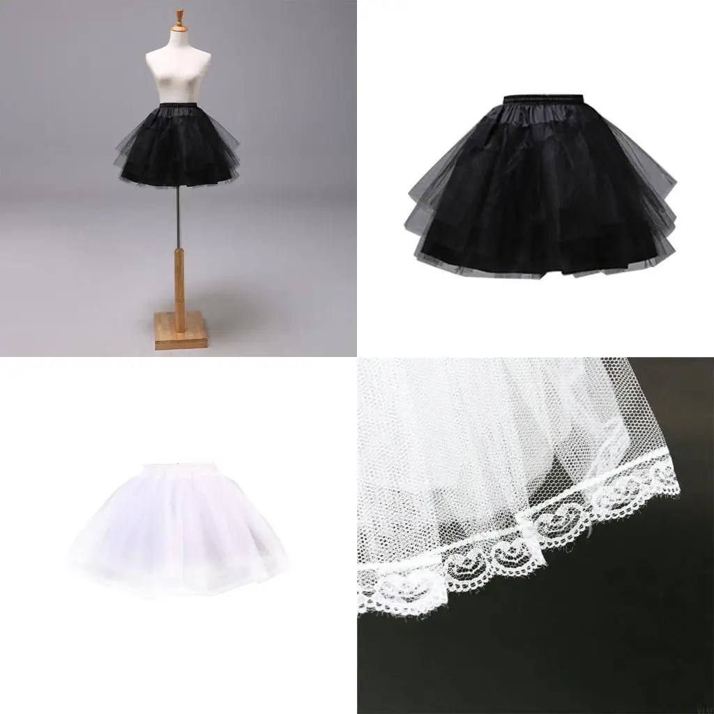 91AF Wedding Dress Support Lace Petticoat Slip Medieval Cosplay Outfits