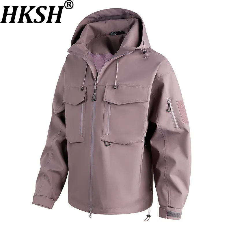 

HKSH Spring Autumn New Men Outdoor Fashion Trendy Loose Versatile Jacket Safari Style Patchwork Casual Punk Hooded Coats HK18476