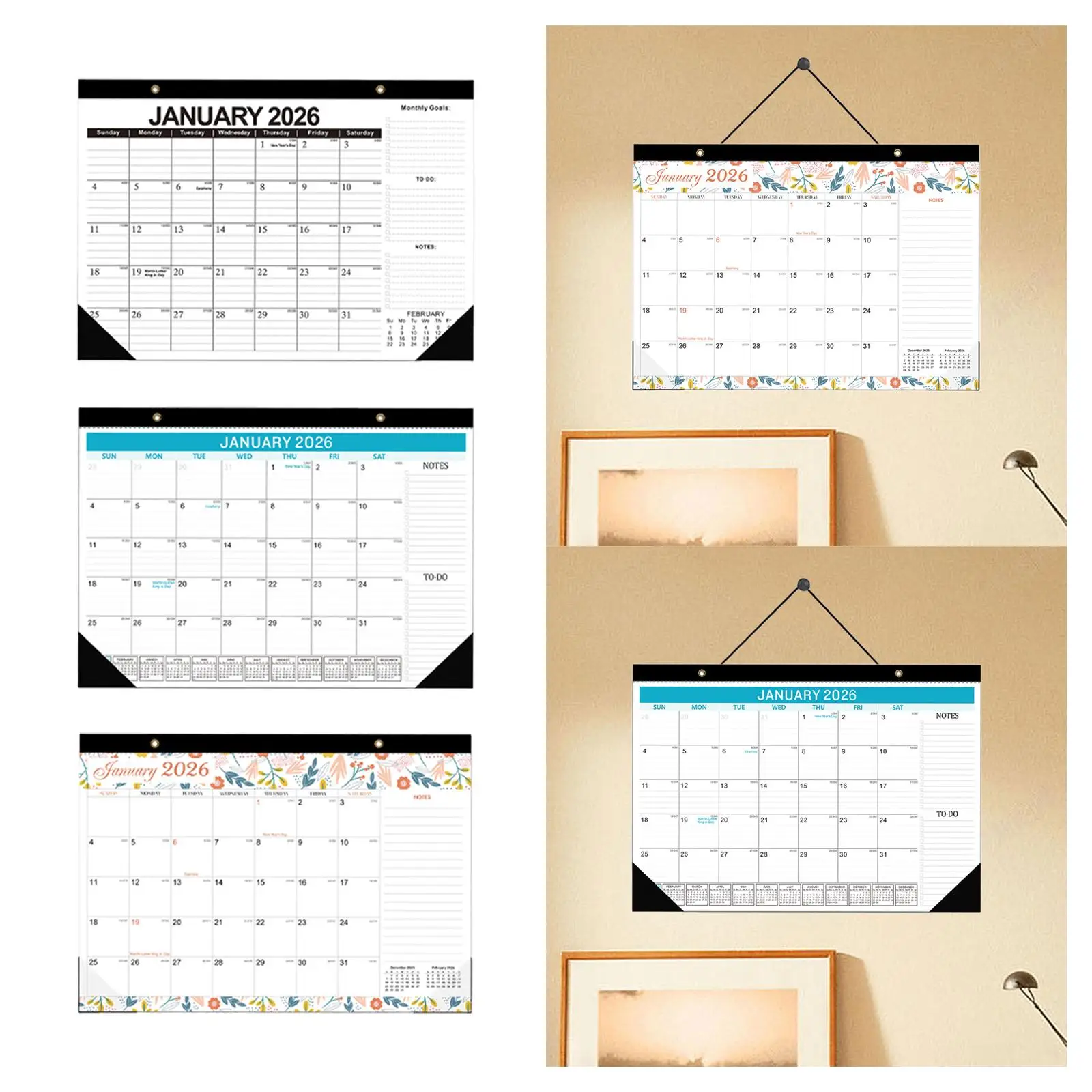 2026-2027 أجندة مكتبية /رزنامة مكتبية جدار التقويم زخرفة 18 شهرًا مخطط معلق للقيام قائمة لمدرسة النوم الربيع