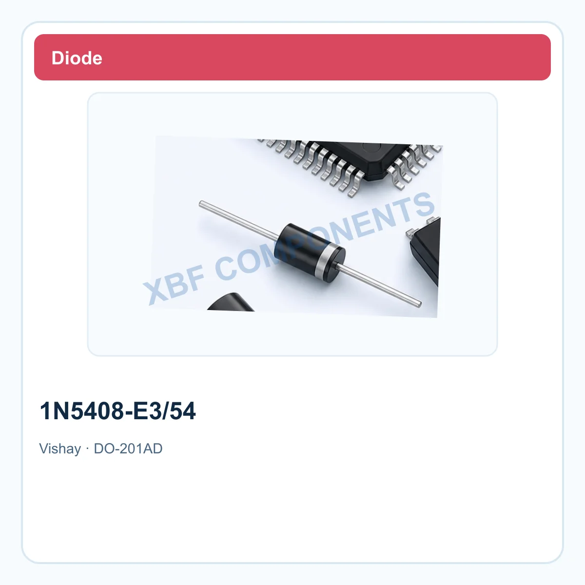 Vishay 1N5408-E3/54 Discrete Semiconductor Standard rectifier diode, 1000 V, 3 A DO-201AD