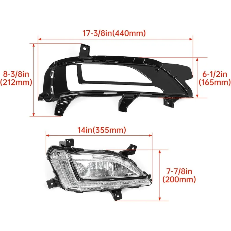 HECASA LED أضواء الضباب متوافقة مع 2019-2020 توكسون المصد الأمامي مصباح قيادة النهار تشغيل ضوء واضح عدسة LH & RH