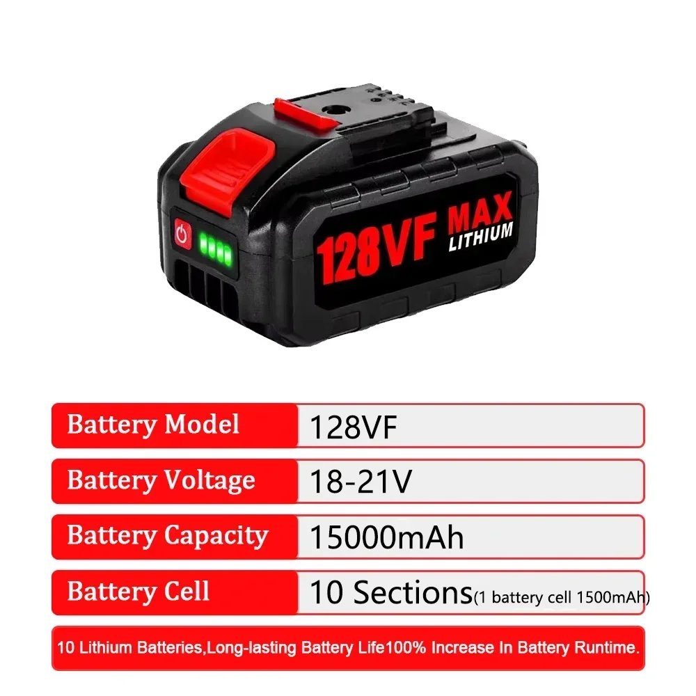 Литиевая аккумуляторная батарея большой емкости 21 В с индикатором емкости для Worx 36VF 48VF 88VF, сменная батарея для электроинструментов