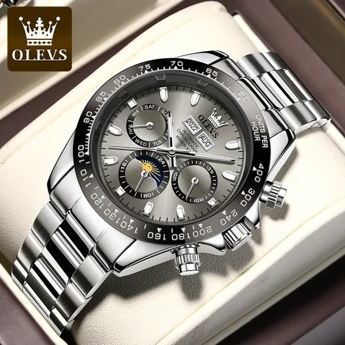 OLEVS 6654 reloj de lujo para hombre cronógrafo reloj de pulsera mecánico automático impermeable luminoso reloj de marca superior para hombre fecha deporte