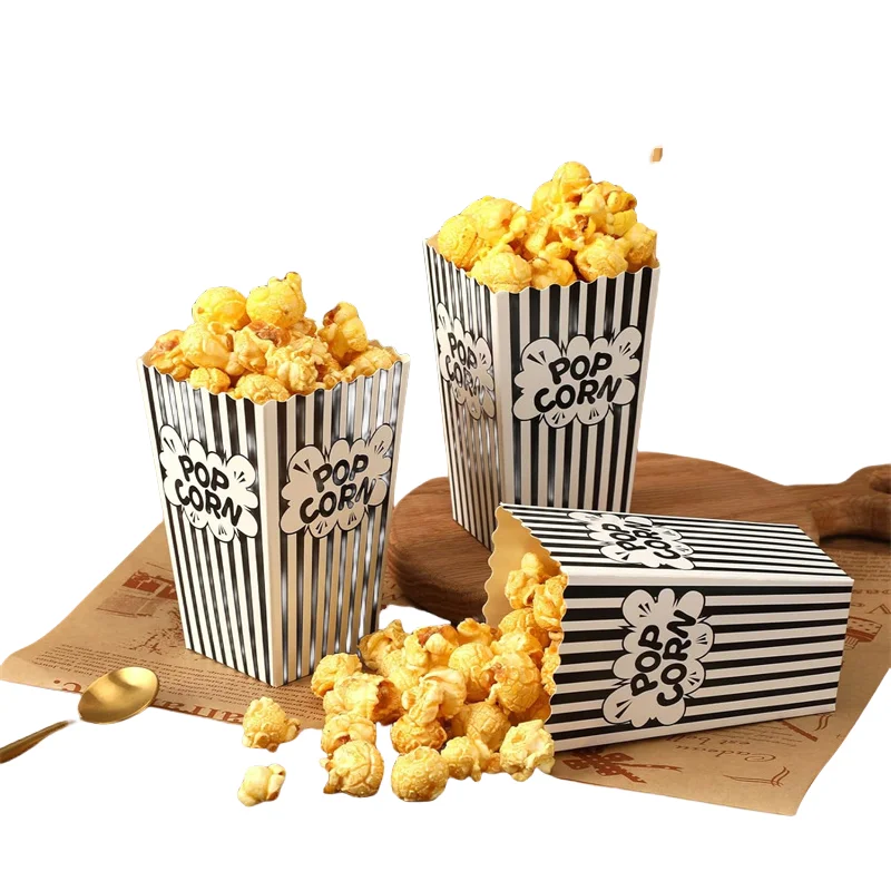 1000pcs Popcorn Bags Movie Night Popcorn Boxes Popcorn Buckets and Container Custom Print Paper Disposable Black White Red wj79