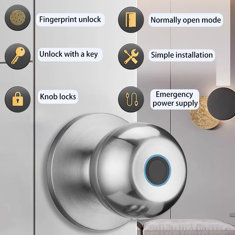 XSDTS With Tuya Biometric Fingerprint Smart Door Lock Electronic Lock  Keyless Security Door Entry Home House Apartment