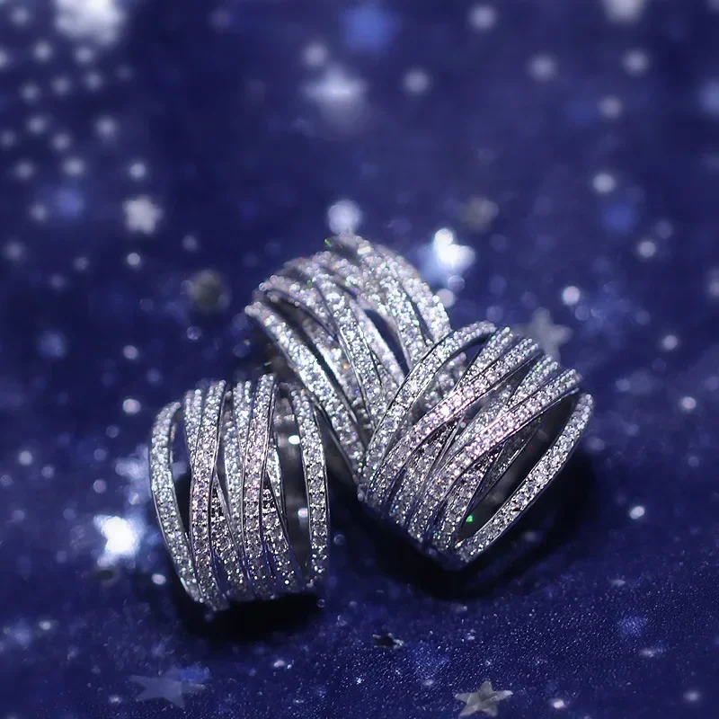 New Luxury Elegant Fashion Trend Zircon Ring for Women Wedding Engagement Bride Temperament Personality Niche Design Jewelry