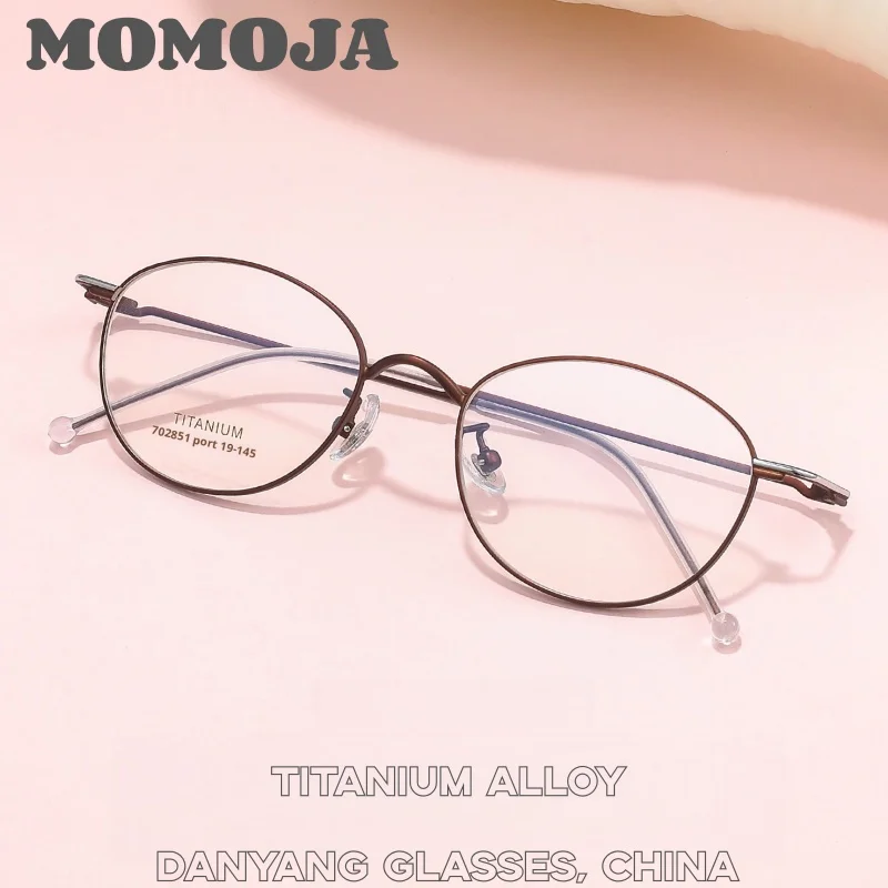 

MOMOJA Fashion Round Titanium Glasses Frame Optical Prescription Eyeglasses Frame Women Korea Popular Eyewear New Arrival 7028