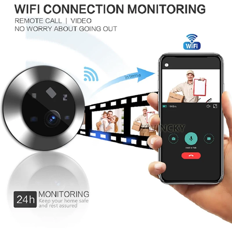 Imagem -02 - Câmera Peephole sem Fio hd Night Pir Wifi Proteção de Segurança Casa Inteligente com Chamada em Dois Sentidos 4.3 Polegada 1080p