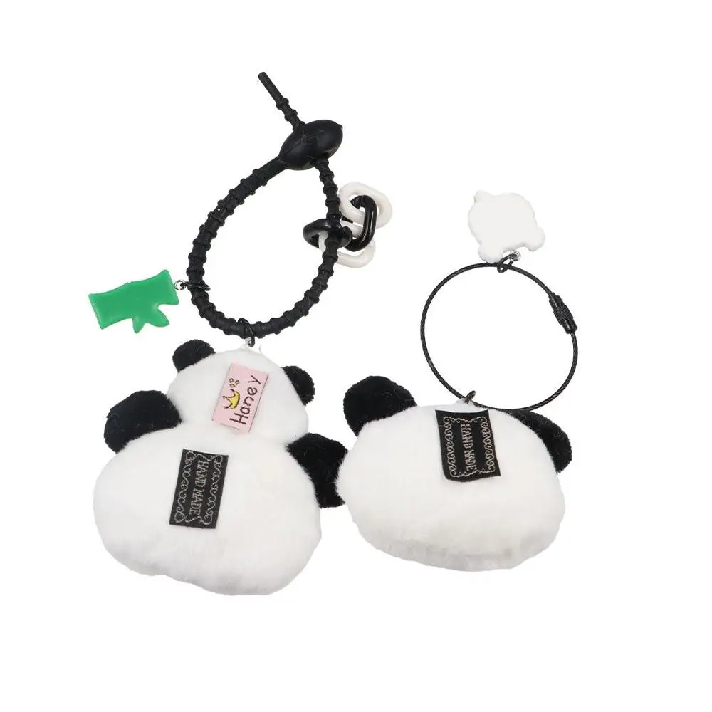 Lovely Cute Bamboo Tube Panda Keychain Cartoon Soft Kawaii Animal Pendant Plush Stuffed Key Ring Panda Keychain Unisex