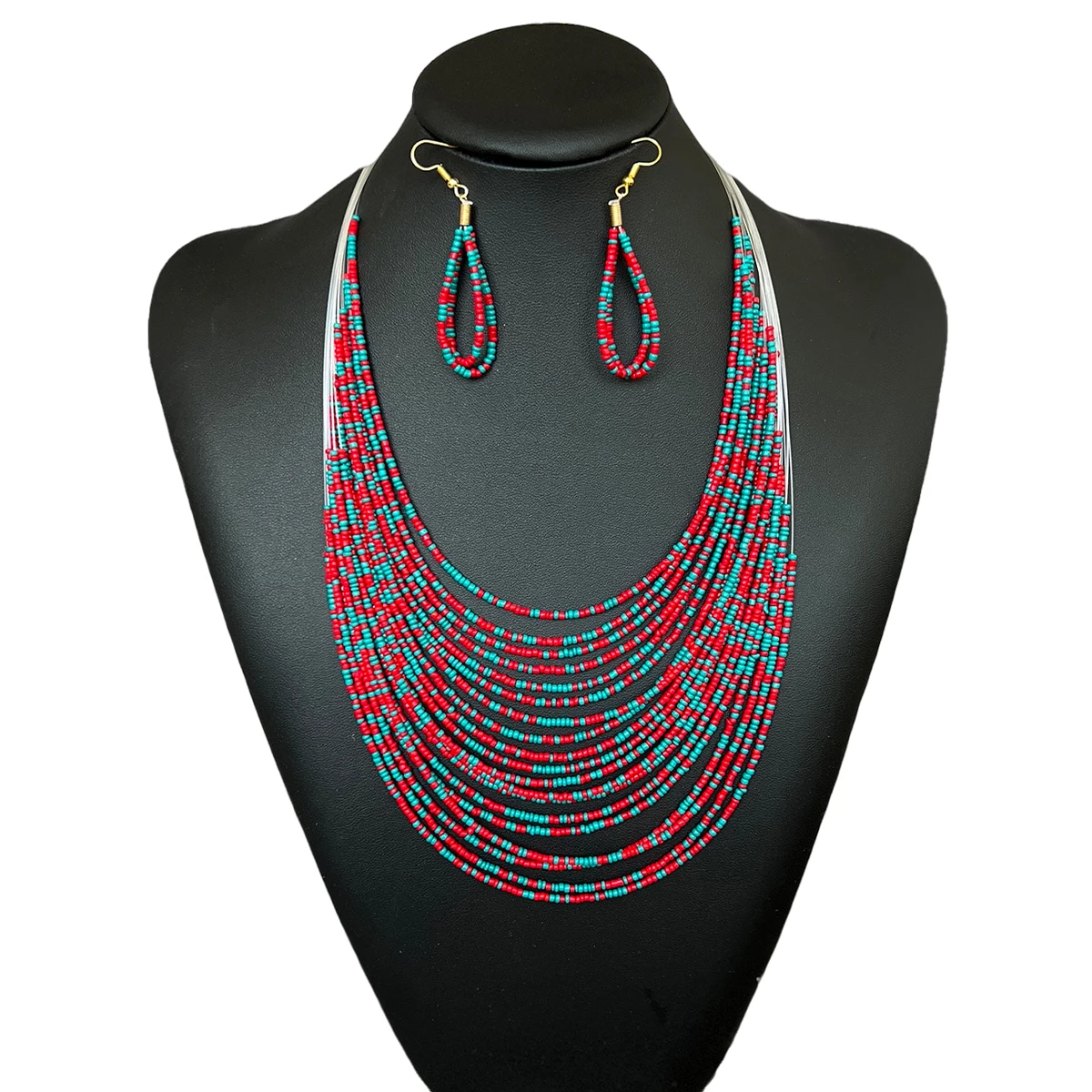 Bohemian Ethnic Style Multi-layered Necklace Earring Set