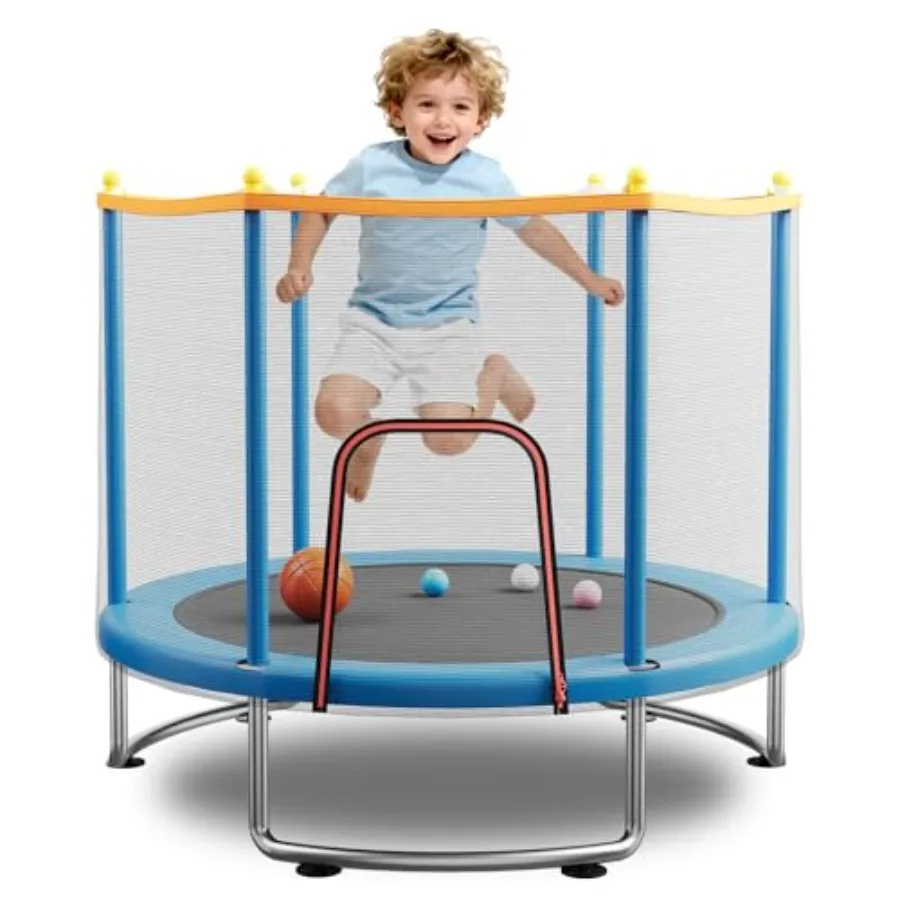 

Trampoline with Safety Net 440lbs Capacity Upgraded Rust-Proof Ring Legs Adjustable Gymnastics Bar Toys Indoor Outdoor Toddler