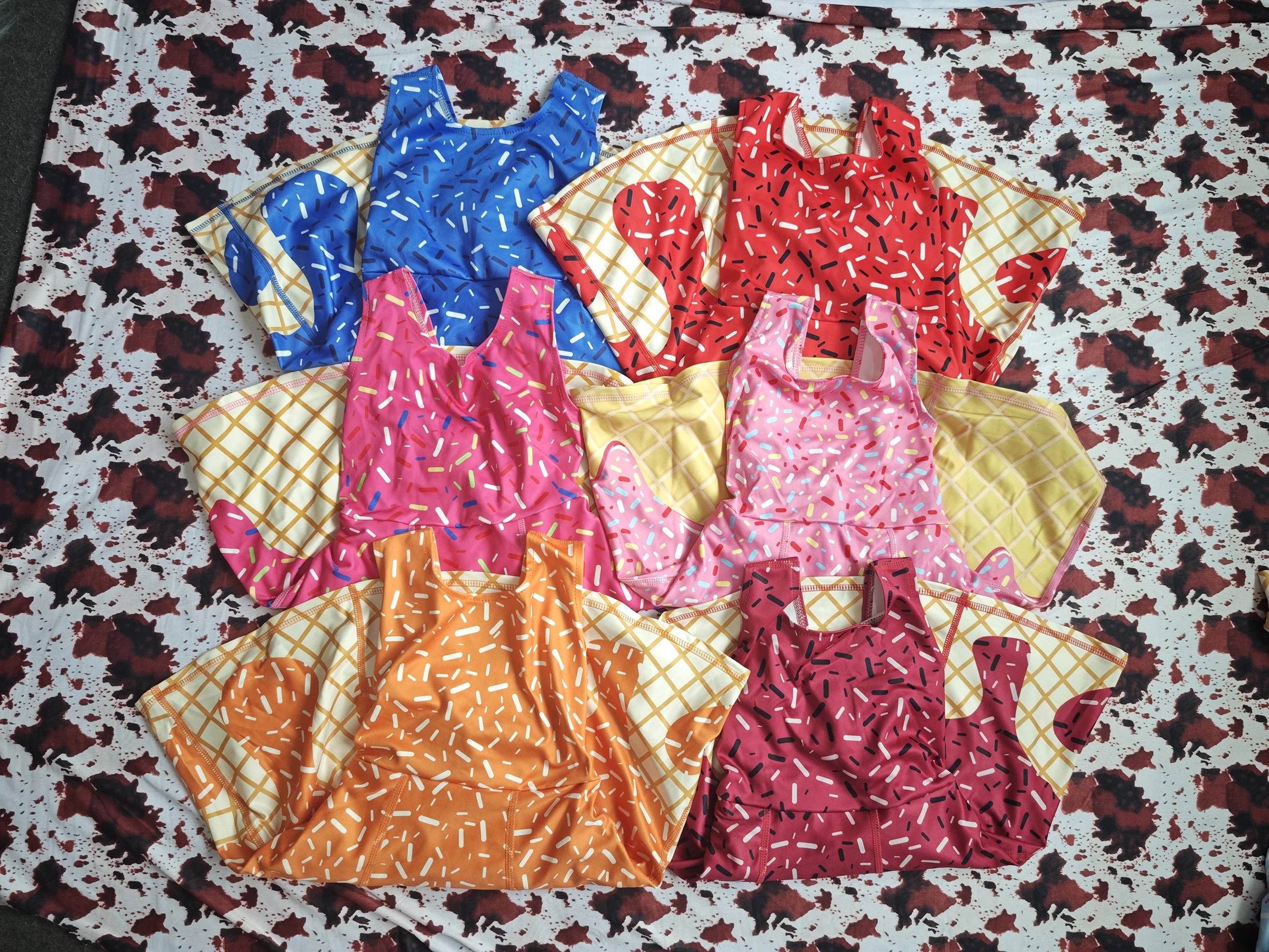 

Silbing Summer Baby Girls Drip Sprinkles Team Yoga Active Knee Length Dresses Clothes Sets