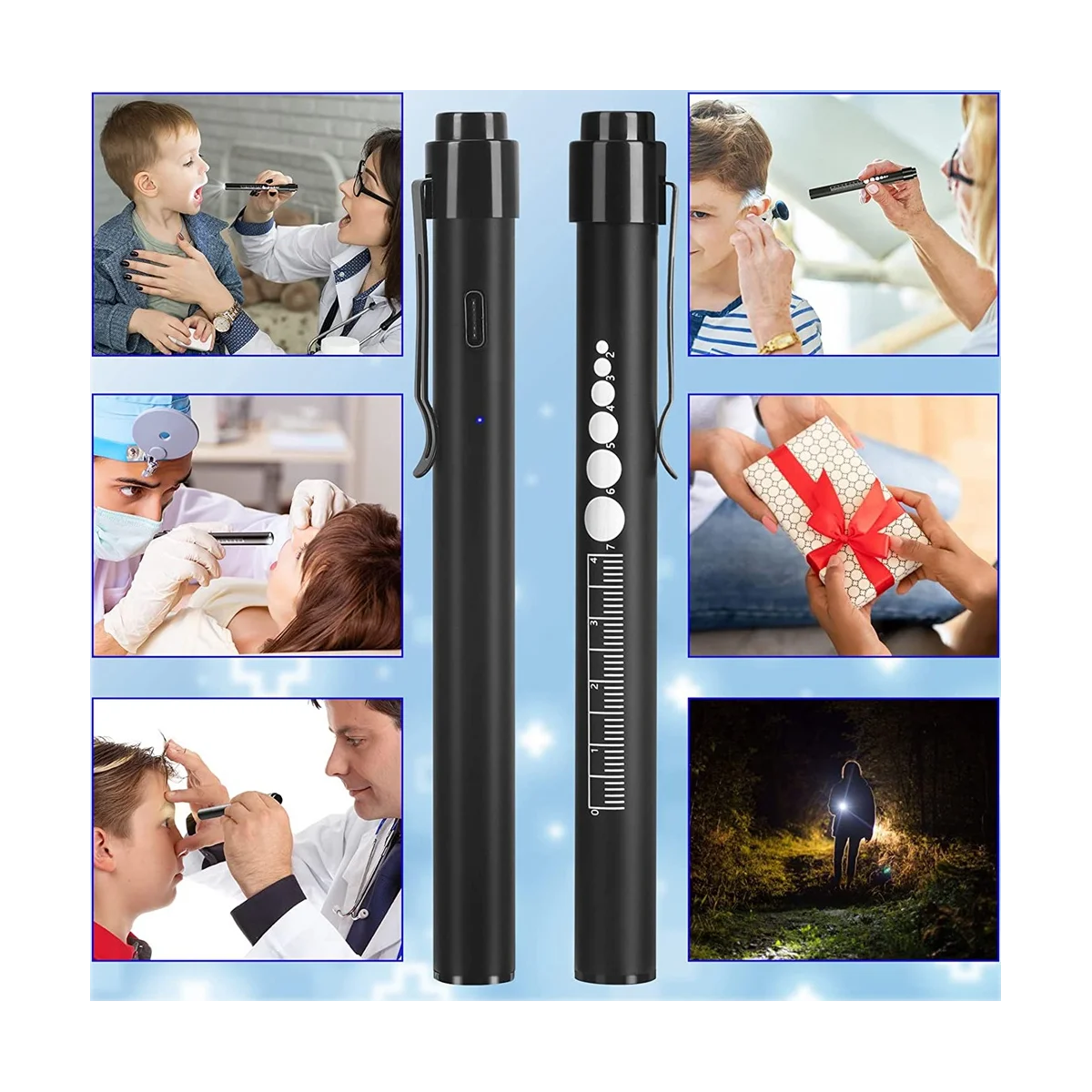 Rechargeable Pen Light with Pupil Gauge LED Penlights,USB Rechargeable Penlight Gifts for Nurses Nursing Student