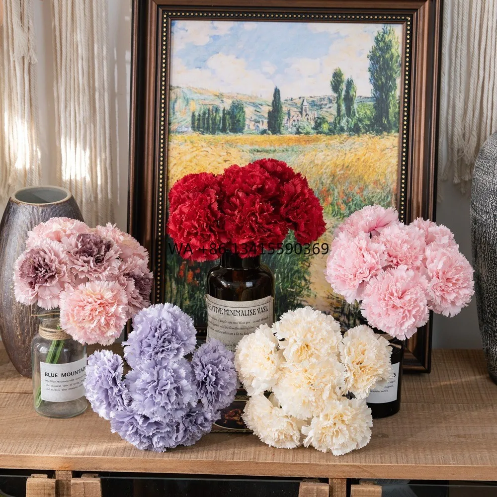 

Wholesale High Quality Artificial Silk Real Touch Loose Carnation Flowers for Wedding Home Decoration