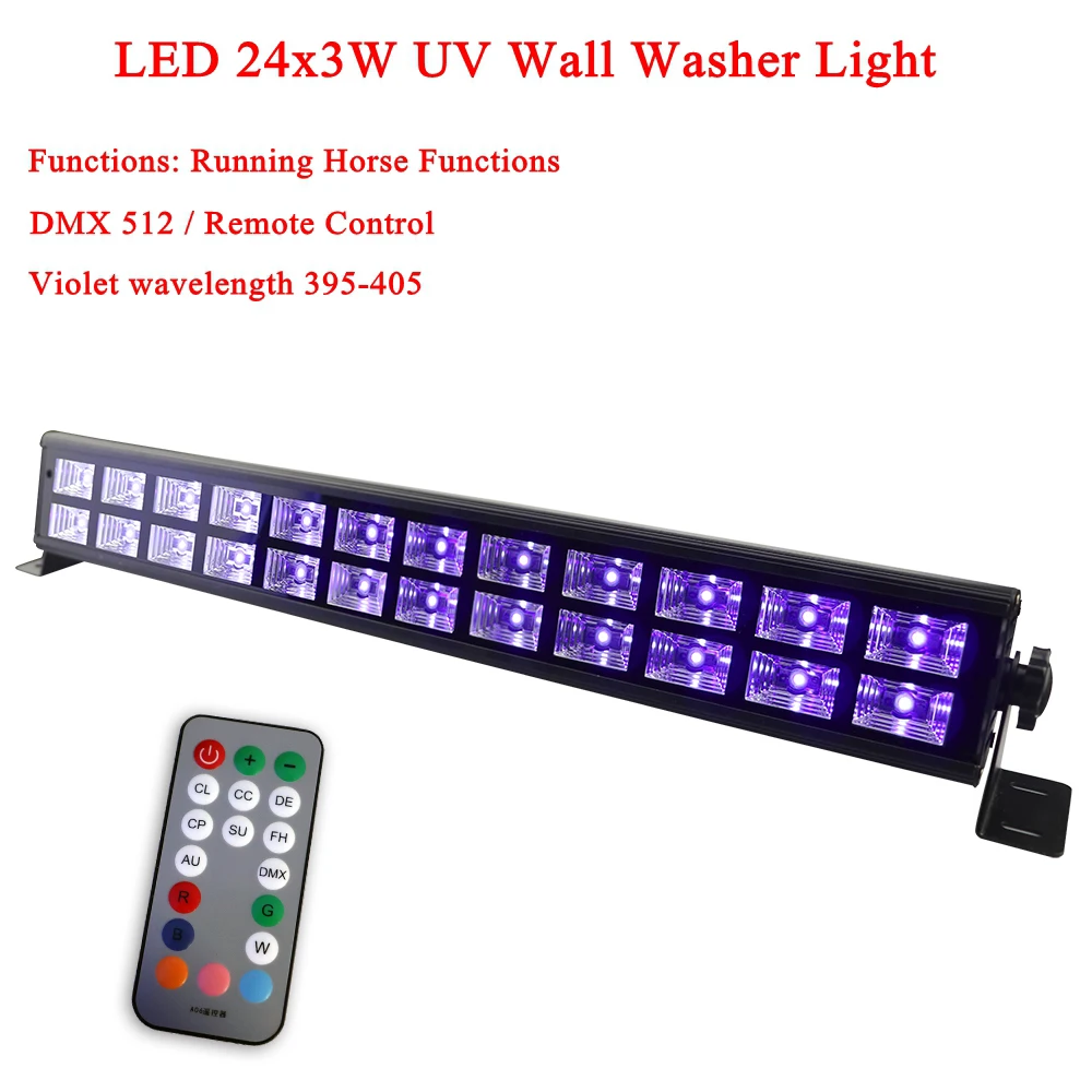 

Night Light 24x3W LED Wall Washer LED UV DMX512 Stage Light Bar Black Party DJ Disco Light For Christmas Indoor Stage Lights