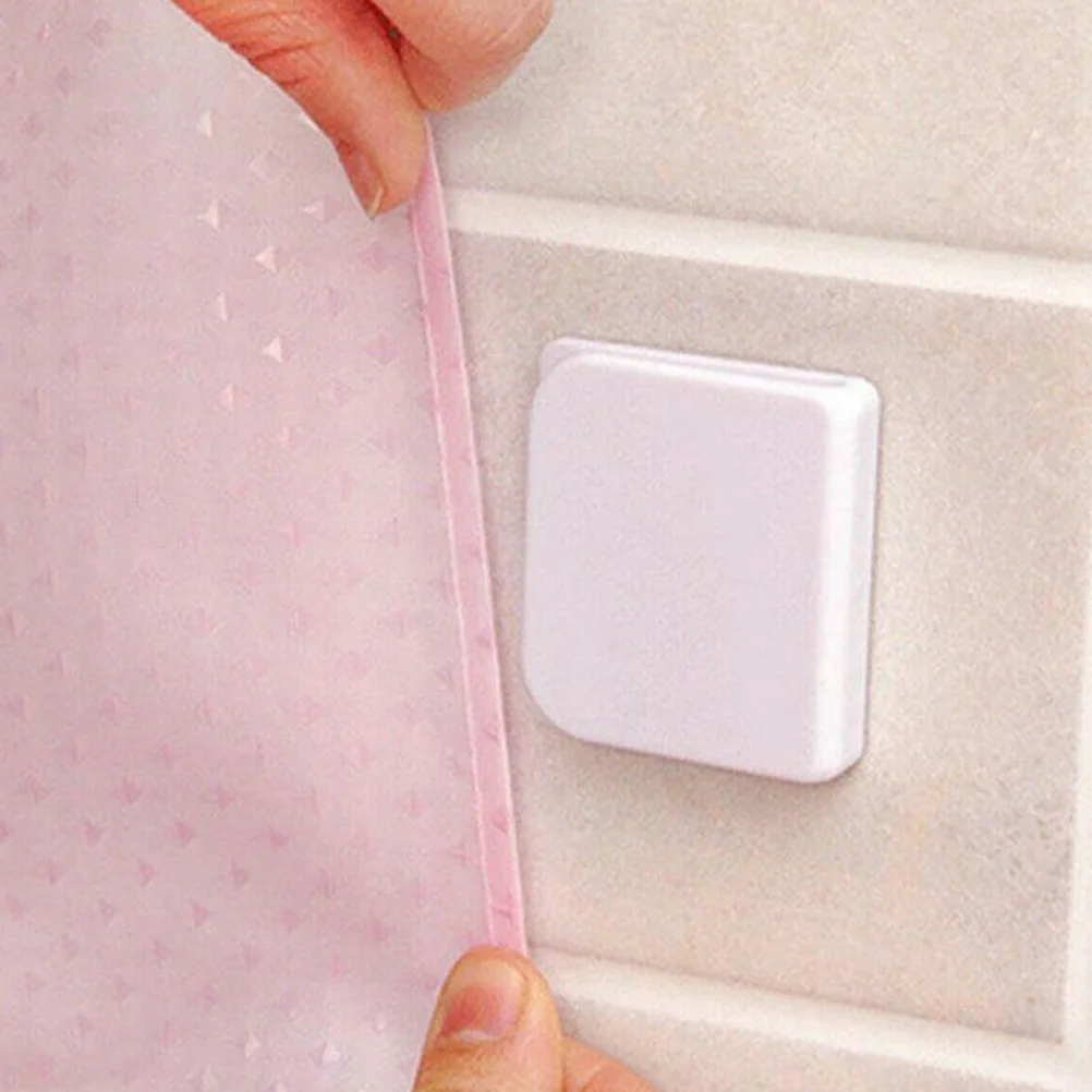 

6 Pcs Shower Curtain Fixing Clip White Holders Clips Dropshipping Adhesive Weight Abs Splash-proof Guard