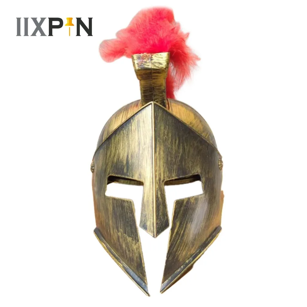 Medieval Knight Gladiator Helmet Spartan Mask Roman Warrior Greek Costume Helmet Headwear Accessory for Halloween Cosplay Prop