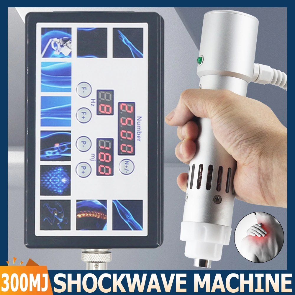 Shockwave Therapy Machine 300MJ For Effective ED Treatment Relieve Lumbar Pain Massage 7 Heads Physiotherapy Shock Wave Massager