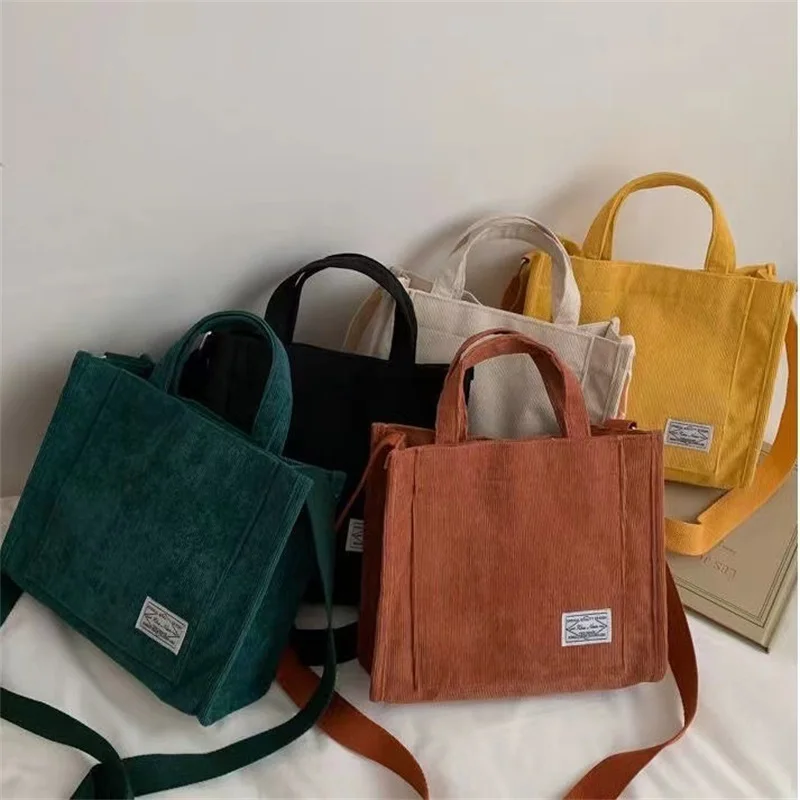 Colorful Handbag Simple Fashion Shopping Bag Travel Supplies Women’s Corduroy Crossbody Shoulder Bag High-Capacity Bag Gift