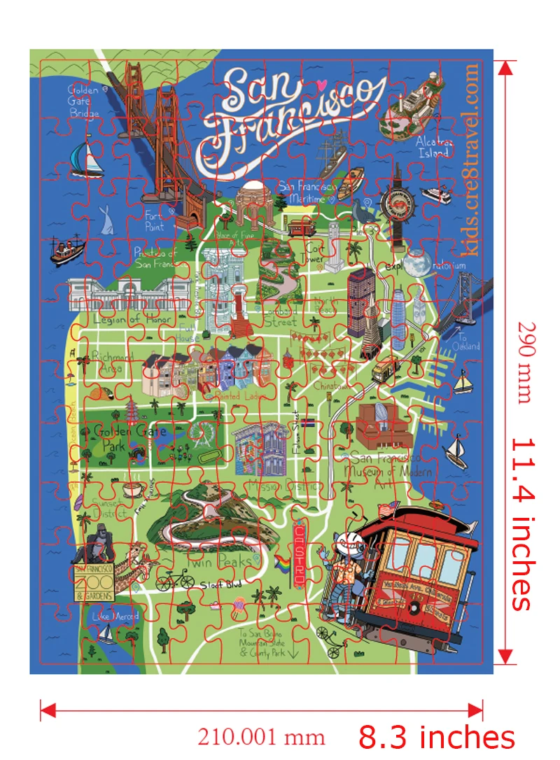 Explore San Francisco 100-Piece Puzzle with QR Code Map | Fun & Educational City Landmarks for Kids & Adults by Cre8Travel