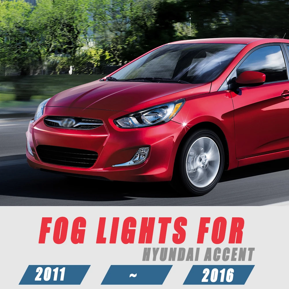 Front Bumper Fog Lamp Upgrade Kit FOR Hyundai Accent 2011 2012 2013 2014 2015 2016 Version Additional Foglight Set
