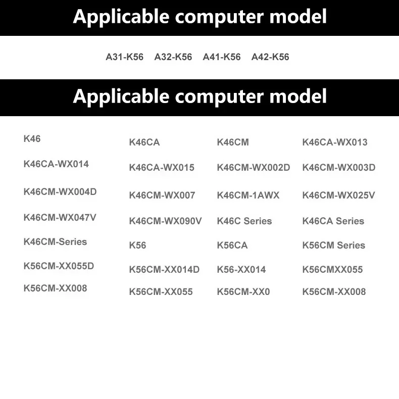 جديد استبدال البطارية ل ASUS A32-K56 A41-K56 A42-K56 K46 K46C K46CA K46CM K56 K56CA K56CM S46C S56C R505CA