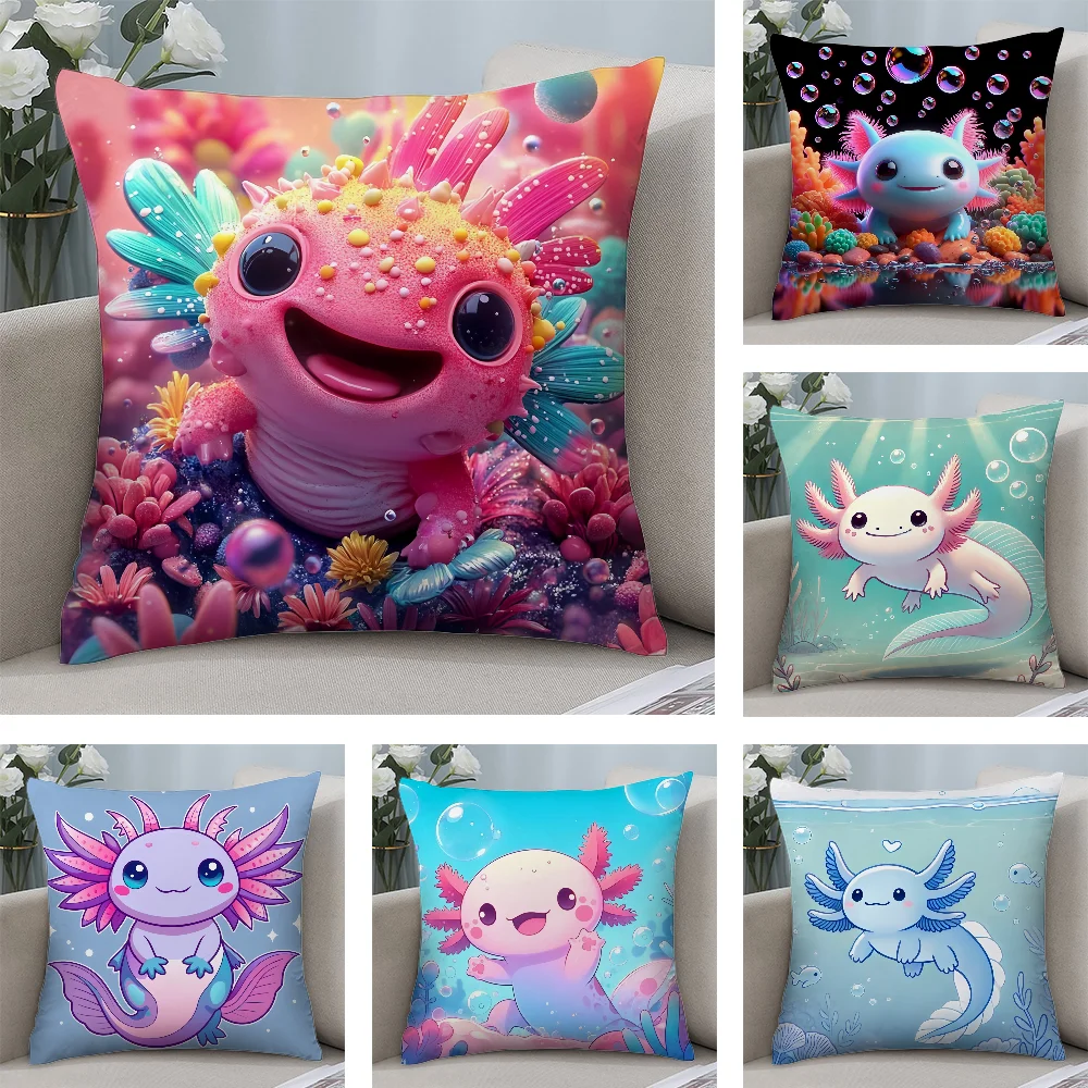 

Cute Axolotl Pillow Case Short Plush Pillow Covers Sofa Decorative Gift Home Double-sided Printing Cushion Cover