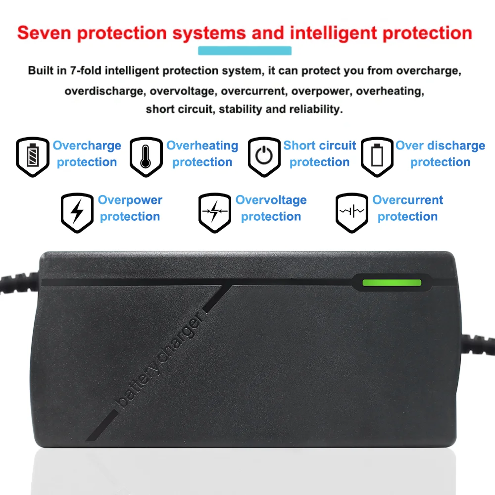 12V 24V 36V 48V 60V 72V Charger 2A 3A 5A Lithium Battery Pack 42 54.6 67.2 84V DC EU Smart Intelligent Fast Charging Charge
